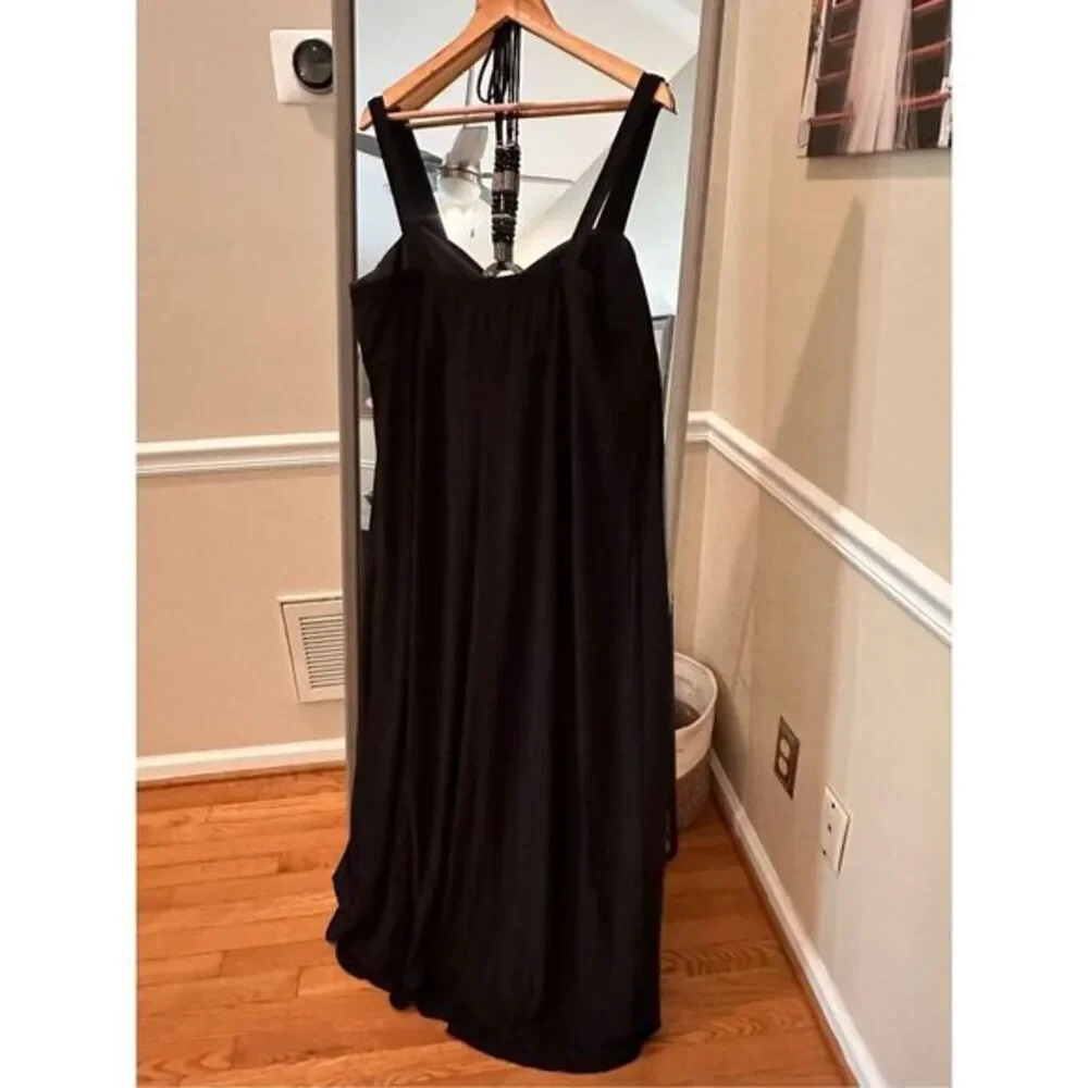 R&M Richards Women Black Halter Dress Beaded Neckline Formal Gown Size 20 - Picture 4 of 8